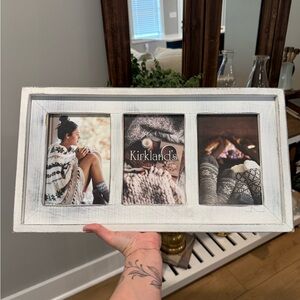 Kirklands Distressed White Triple Frame